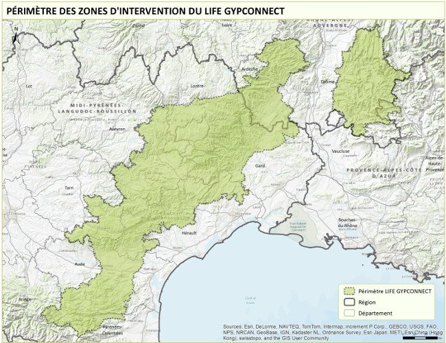 Périmètre des zones d'intervention du LIFE GYPCONNECT Périmètre des zones d'intervention du LIFE GYPCONNECT